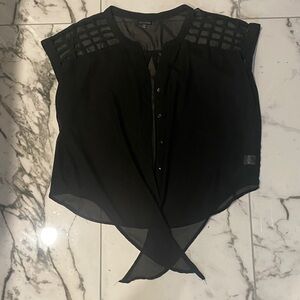 Zenobia Black Sheer Blouse with Cut-Out Design